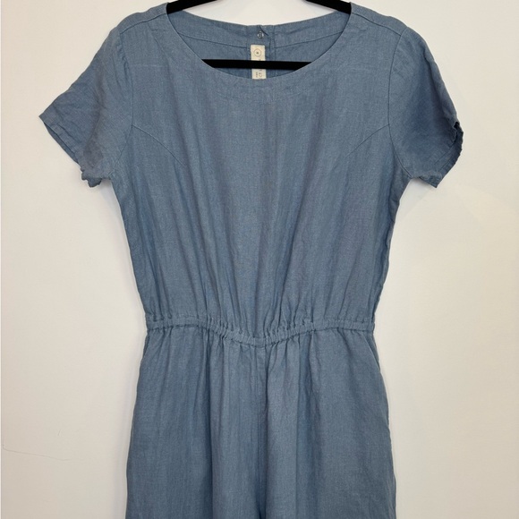 Not the perfect linen Blue Short Sleeve jumpsuit size medium - Picture 2 of 9